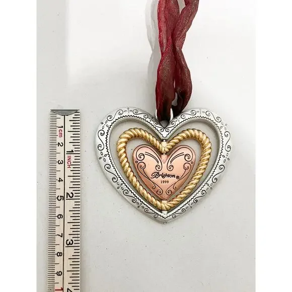 Vintage Brighton 1999 Ornament Spinning Heart Gold Silver - Picture 6 of 6